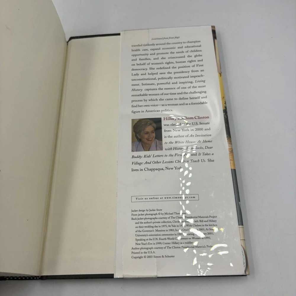 Living History Hillary Rodham‎ Clinton Hardcover 2003 First Edition Dust Jacket
